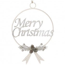 White Metal Merry Christmas Wreath